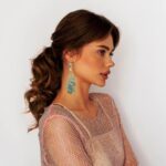 About VMPlus 2 Dangle Earrings Metal Leaves Faux Pearl Gemstone