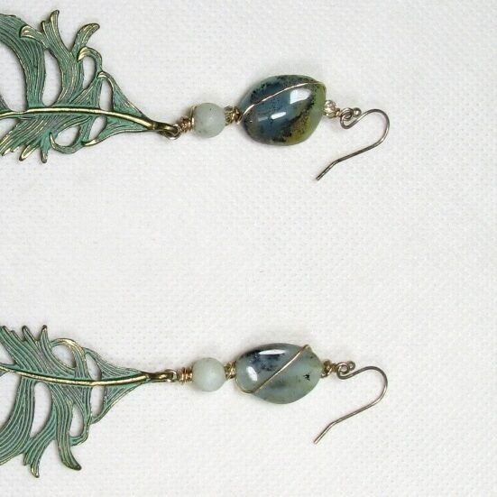 Dangle Earrings Metal Leaves Faux Pearl Gemstone 8