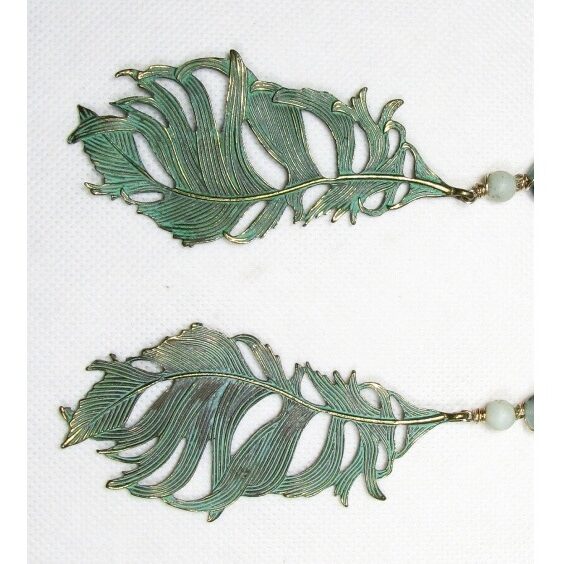 Dangle Earrings Metal Leaves Faux Pearl Gemstone 9