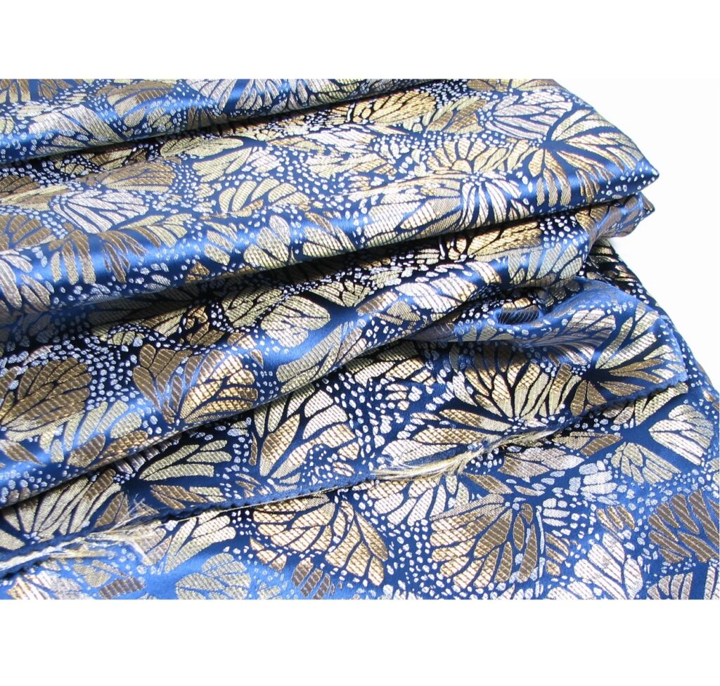 Butterfly Fabric 2 Yards X 44" Blue Gold Silver Copper