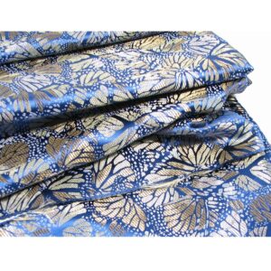 Butterfly Fabric 2 Yards X 44" Blue Gold Silver Copper