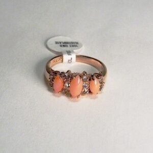 Vintage Dolphin Ore 18K Gold Plated Coral Ring